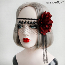 Halloween handmade boutique black masquerade sexy half-face womens mask adult fun lace flowers