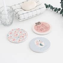 All things cute round ceramic coaster absorbent quick-drying insulation mat tea cup mat anti-scalding non-slip wash Nordic ins