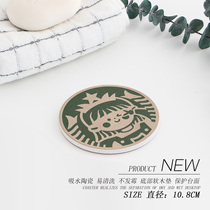 Super cute girl round ceramic coaster absorbent quick-drying heat insulation mat tea cup mat anti-scalding non-slip wash Nordic ins