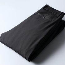Winter warm business casual mens trousers white duck down stretch velvet mens high waist straight down pants wear