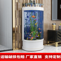 Light luxury European semi-circular fish tank Living room small household semi-circular floor-to-ceiling glass goldfish tank ecological free water change