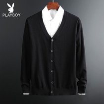 Playboy mens knitwear coat autumn and winter thin cardigan tram fashion brand wear Japanese V-neck cotton sweater