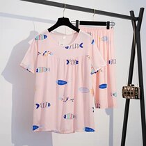 Fat MM200 pounds can wear cotton silk pajamas womens summer thin suit 2021 new plus size home clothes