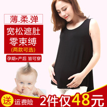 2 pieces of pregnant woman camisole vest spring and summer modal coat pregnancy thin loose large size bottom underwear