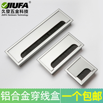 Aluminum alloy threading box desktop hole cover with brush strip office furniture wiring groove threading hole computer table wire hole cover