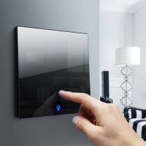 Gecko switch single with led household five-hole wall power socket 86 type tempered glass switch socket