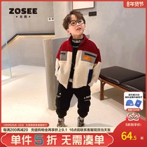Zuoxi childrens coat Winter Childrens lamb velvet cotton coat plus velvet thick medium child 2021 New