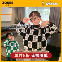 (Ex-gratia clearance) Left West Boy sweater 2021 new autumn and winter thickened knit undershirt Child Fried Street Tide