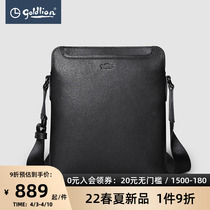Kinley to leather with mens head layer Bull Leather Classic Black Business Day Word Bag 100 hitched Diagonal Satchel]