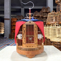 Thrush bird cage big and small starling brother luxury Birdcage handmade bamboo old bamboo hollow carved dragon accessories