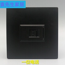 Type 86 telephone socket black voice information panel CAT3 telephone module socket RJ11 telephone line port wall plug