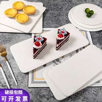 Ceramic cake flat pure white square dish dessert display dish baking tableware buffet round pendulum rectangular flat plate