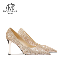 Wedding shoes women 2021 new gold sequined high heels everyday wearable crystal shoes main wedding bridesmaid bridal shoes