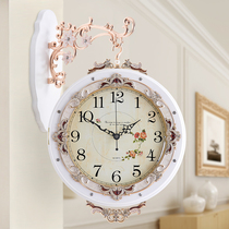 European-style clock double-sided wall clock living room silent home two-sided fashion personality creative modern simple quartz clock clock