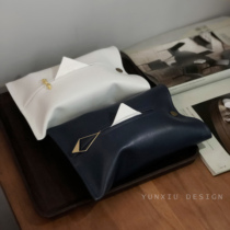  Leather paper towel cover Metal accessories Minimalist microfiber leather paper towel cover white blue household car dining table paper towel bag