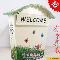 Pastoral European-style mailbox rainproof letter box outdoor iron painted mailbox message box mailbox villa mailbox