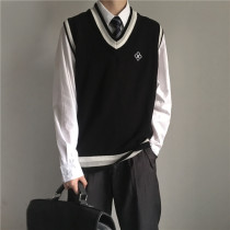 Gentle killer home original small and high tricolor knitting head cotton V - collar vest student uniform DK JK sweater