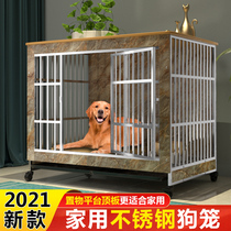 Stainless Steel Dog Cage Son Wooden Home Interior Large Dog With Toilet Small Medium Dog Pet Gold Maurabrado