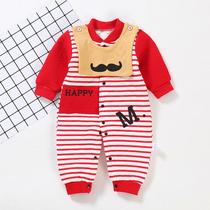 Baby jumpsuit autumn three-layer thermal underwear cute super cute baby clothes autumn men foreign girl go out