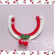 She and her cat cat cat wool Cherry weaving pet cute cat handmade dog knitted collar neck accessories