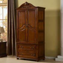 American full solid wood two-door wardrobe home bedroom European 2-door 3-door storage cabinet custom-made overall wardrobe