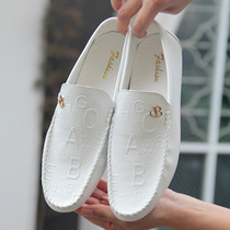 White Bean shoes mens autumn 2021 New Korean version of leather Joker a pedal lazy men mens personality leather shoes tide