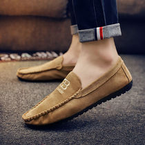 European station Doudou shoes mens summer Korean version of the soft bottom tide brand breathable personality suede young mens casual leather shoes