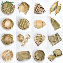  Handmade bamboo basket dustpan Bamboo sieve Bamboo woven fruit basket snack tray Household weaving craft round dustpan