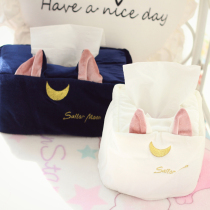 Soft and cute Sailor Moon Luna cat three-dimensional tissue set tissue box card living room car use paper box
