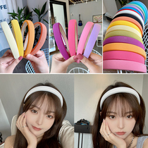 White sponge candy color headband net red 2021 new hairband female thin hairpin solid color summer wide edge