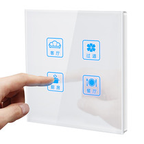  Selma type 86 switch socket Household smart touch screen switch white touch glass panel five-hole socket