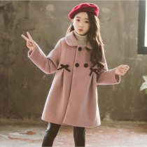 Girls woolen coat foreign style 2021 new large children's cotton padded autumn and winter children's long woolen coat