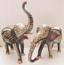 Pakistan bronze 168 inch black paint color pairs of elephant animals imported handicraft copper decoration