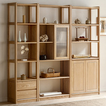 Solid wood combination bookcase New Chinese oak landing bookshelf simple modern plastic frame Bogu frame partition display cabinet