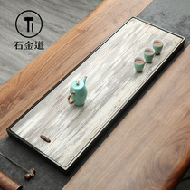 Stone Jindo simple wood fossil tea Pan stone plate large drainage office home Wujinshi Tea Sea Stone tea table