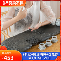 Shijin Road Natural Ugin Stone Tea Tray Size Stone Tea Sea Drainage Home Simple Relief Tea Stand with Incense Dao