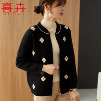 Mother spring autumn knit jacket 2021 new middle-aged women foreign Style 50 year old short jacket