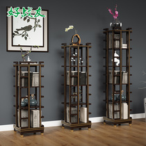 Good comrades 360 degrees rotating bookshelves light extravagant children small bookcase full solid wood provincial space floor shelves Chinese style