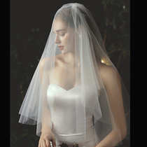 Bride head yarn main wedding dress Mori Super fairy white woman simple retro license tour Pengpeng new headdress