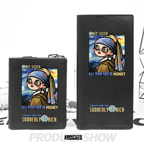 Van Gogh oil painting wearing pearl earrings girl ins Net red cute large capacity multi-function middle school student wallet tide