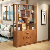 New Chinese solid wood frame wine cabinet partition cabinet Decorative cabinet Door entrance cabinet Screen partition Living room entrance foyer cabinet