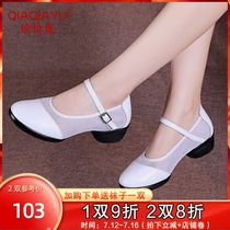 Cha Cha fish leather dance shoes womens soft sole breathable summer mesh dance shoes square dance shoes white modern dance shoes