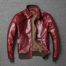 Autumn new air force flight suit leather leather mens short lapel first layer cowhide motorcycle jacket jacket tide