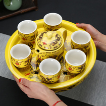 ba jian tao tea set offers a set of household 6 of the blue-and-white porcelain with the double-layer insulation large ceramic bowl tray