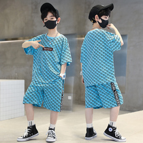 Boy Cool Shuai Summer Clothing Suit 2022 New Tide Summer Boy Clothing Foreign Air Blast Street Nets Red Children Short Sleeves Clothes