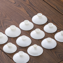 Shea Butter Jade Cover Bowl Cover White Porcelain Sketching Cover Bowl Single Lid Three only cover Bowl Tea Bowl Tea Cup Lid with lid ceramic