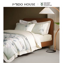 2022 new goods upmarket A class of 100 Xinjiang long suede cotton pure cotton linen covered with four pieces-Van Gogh white rose