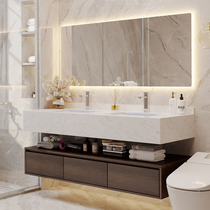 Light luxury bathroom cabinet combination simple modern marble toilet wash hand wash basin rock board one wash table
