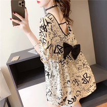 Pregnancy Woman dress Short sleeves T-shirt Fashion style Suit Nets Red 2022 new loose design Feel Ocean Blouse Women