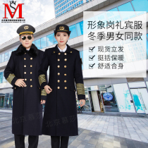 Security woolen coat autumn and winter hotel property sales department Villa image post security mens and womens coats thickened